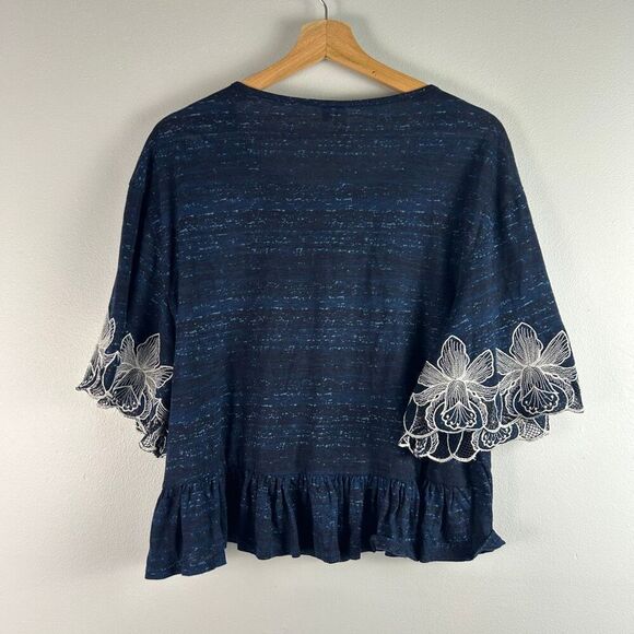 Anthropologie Pilcro Orchid Embroidered Flounce Peplum Top - Picture 4 of 9